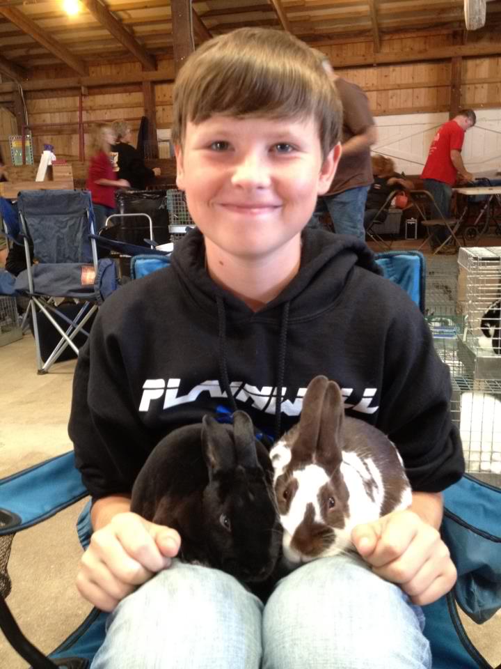 Tyler LeRoy with his Rose Arbor rabbits